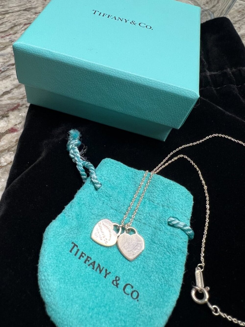Tiffany & Co Sterling Silver Return to Tiffany Double Heart Tag Necklace - Picture 2 of 12